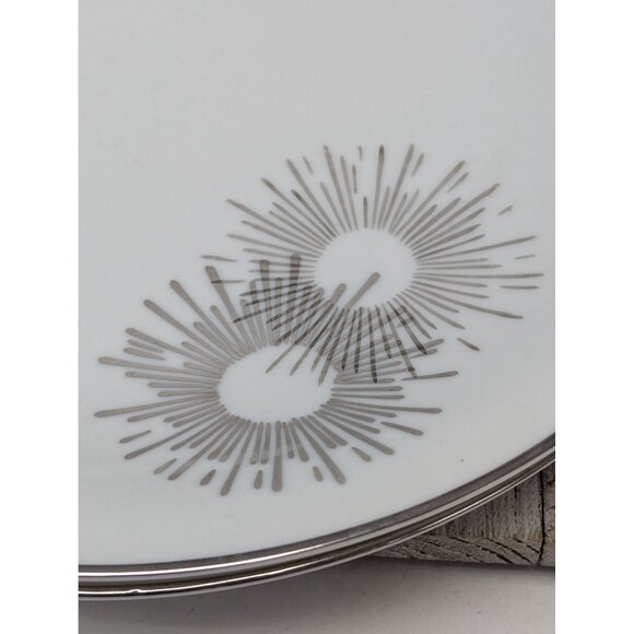 Vintage Kutani Set 2 Dinner Plates 10 1/2" White Silver Gray Bursts Japan - Picture 7 of 7